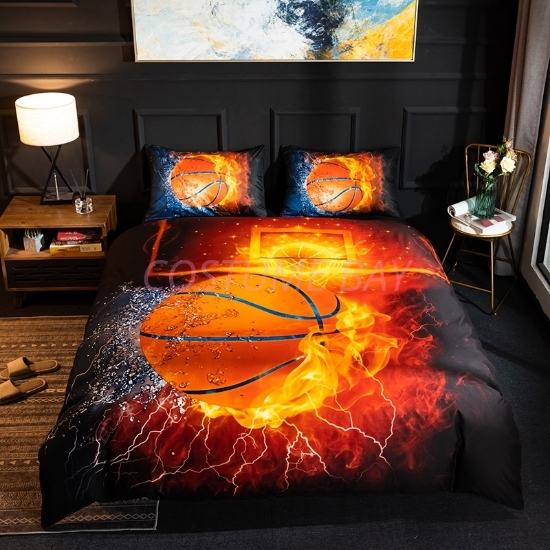 Picture of 3D Hot Fire Basketball Duvet Cover Set with Pillowcase