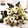 Picture of 2pcs Bouquet 8 Heads 5 Branches Artificial Roses Flowers - Wine Red