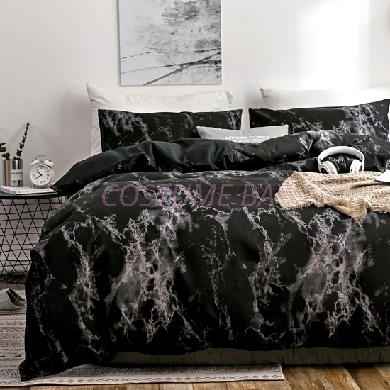 Picture of Black Marble Bed Duvet Cover Set