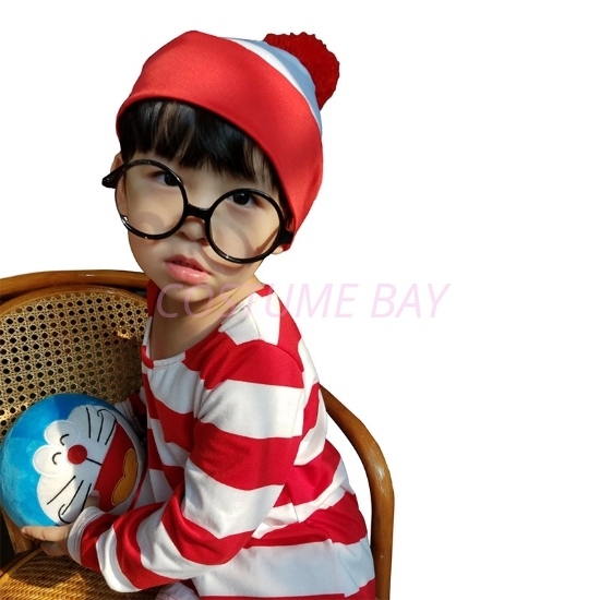 Picture of Kids Wheres Wally Costume with Hat