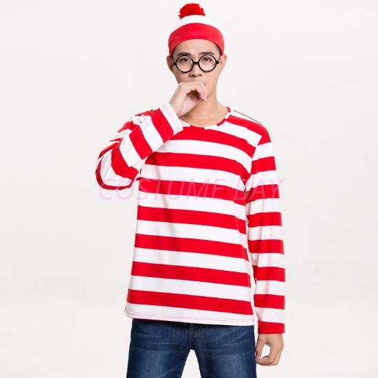 Picture of Red and White Stripes Wally Mens Costume Set