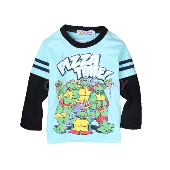 Picture of Boys Blue Ninja Turtle T-Shirt with Black Long Sleeves