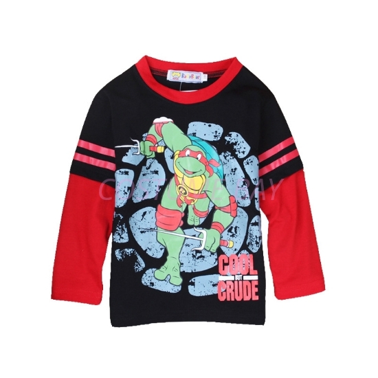 Picture of Boys Black Ninja Turtle T-Shirt with Red Long Sleeves