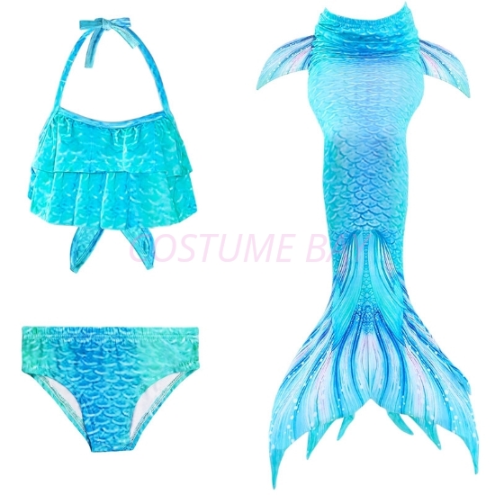 Picture of Kids Girls 3pcs Set Mermaid Tail Swimming Costume - BLUE