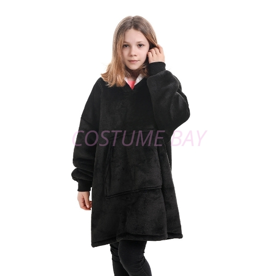 Picture of Kids Blanket Hoodie -Black