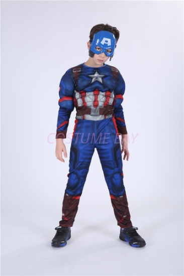 Picture of Boys Superhero Muscle Costume - Captain America