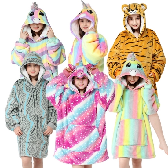 Picture of Kids Animal Hooded Blanket Hoodie
