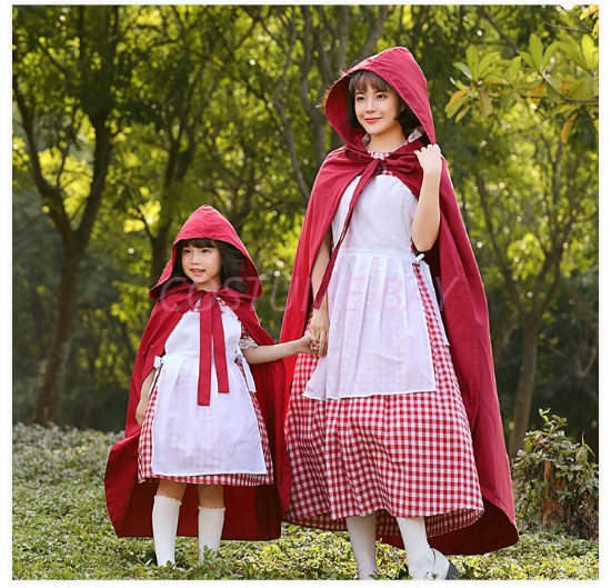 Picture of Mother and Daughter Little Red Riding Hood Dress With detached Cape