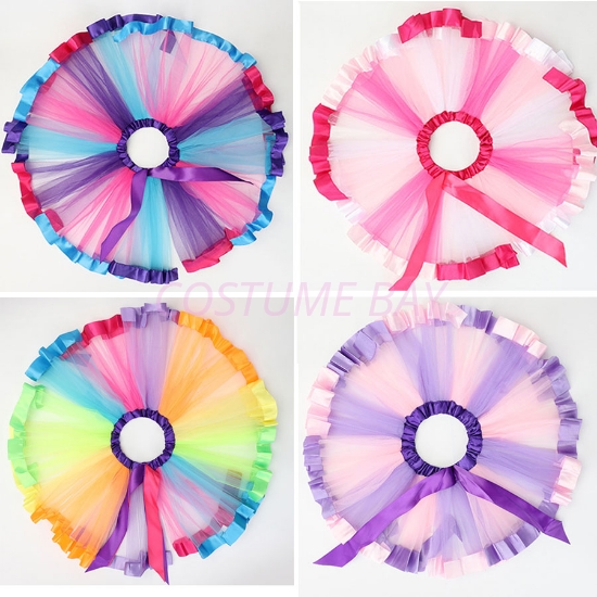 Picture of Girls Colorful Rainbow Tutu Skirt Kids Tulle Skirts