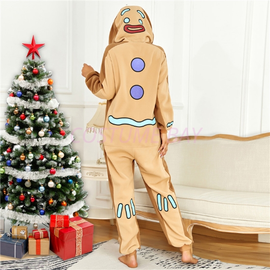 Picture of Adult Gingerbread Man Onesie Jumpsuit Sleepwear