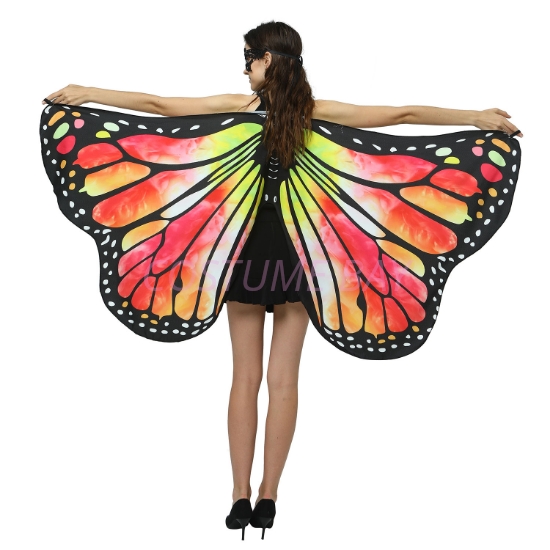 Picture of Woman's Soft Fabric Butterfly Wings Cape - Gradient Orange/Red