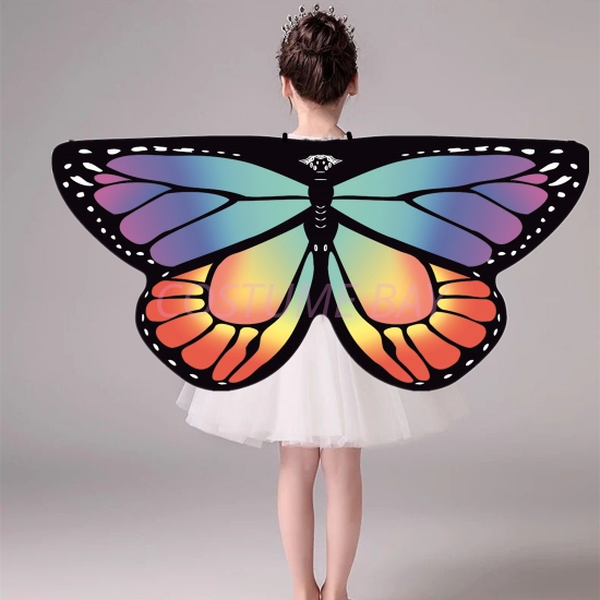Picture of Kids Girls Butterfly Cape Wings - Glow Rainbow