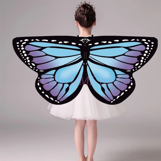 Picture of Kids Girls Butterfly Cape Wings - Glow Blue Purple