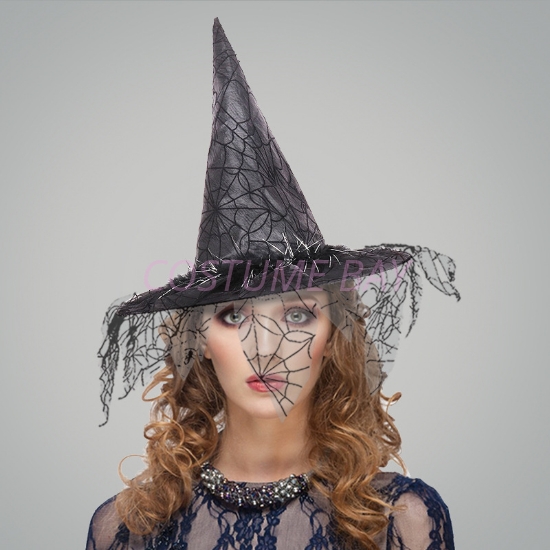 Picture of Halloween Black Witch Hat with Veil