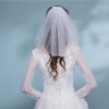 Picture of Short Single Layer Ivory Wedding Veil 