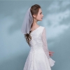 Picture of Short Single Layer Ivory Wedding Veil 