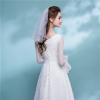 Picture of Short Single Layer Ivory With Scattered Beads Wedding Veil  