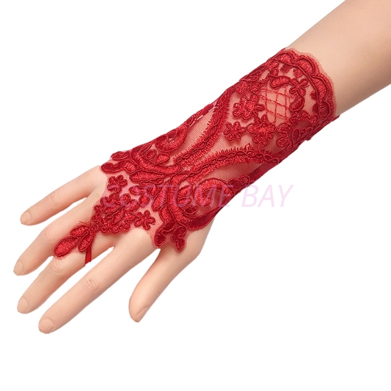 Picture of Red Lace Fingerless Gloves