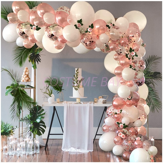 Picture of 102pcs White Rose Gold Balloon Garland Arch Kit Set