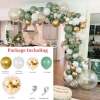 Picture of 119pcs Avocado Vintage Green White Gold Balloon Garland Arch Kit Set