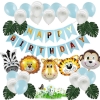 Picture of Cartoon Safari Jungle Animal Balloons Set with Happy Birthday Banner
