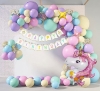 Picture of 147pcs Macaron Unicorn Birthday Party Balloons Garland Arch Kit Set 