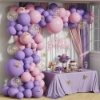 Picture of 129pcs Pink Purple Balloons Garland Arch Kit Set with Gold Butterflies