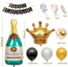 Picture of Golden Sequin Balloons Set with Happy Birthday Banner & Champagne Bottle 