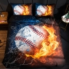 Picture of 3D Hot Fire Baseball Duvet Cover Set with Pillowcase