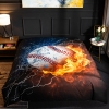 Picture of 3D Hot Fire Baseball Duvet Cover Set with Pillowcase