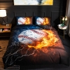 Picture of 3D Hot Fire Baseball Duvet Cover Set with Pillowcase