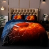 Picture of 3D Hot Fire Rugby Ball Duvet Cover Set with Pillowcase