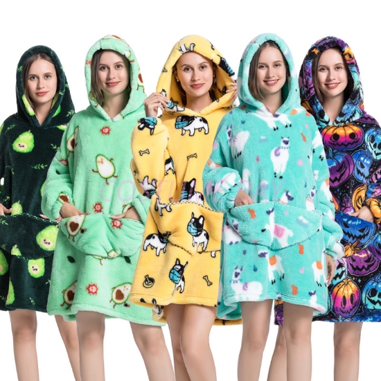 Picture of New Design Animal Fruit Print Hooded Blanket Hoodie