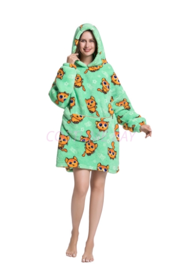 Picture of New Design Animal Fruit Print Hooded Blanket Hoodie - Cat