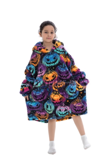 Picture of New Design Kids Hooded Blanket Hoodie  - Pumpkin