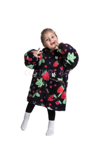 Picture of New Design Kids Toddles Animal Fruit Print Blanket Hoodie - Strawberry