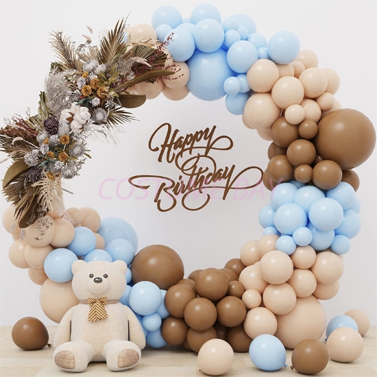 Picture of 158pcs Macaron Blue Brown Balloons Garland Set