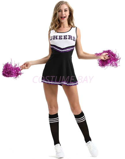 Picture of Cheerleader Costume with Pom Pom - Black