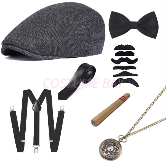 Picture of The 1920s 7pcs Mens themed party Gatsby Gangster Costume Accessories Set