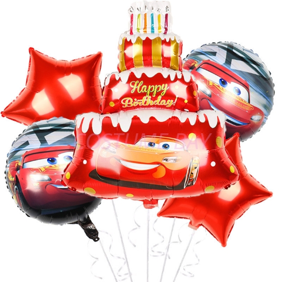 Picture of 5pcs McQueen Foil Happy Birthday Balloons Set