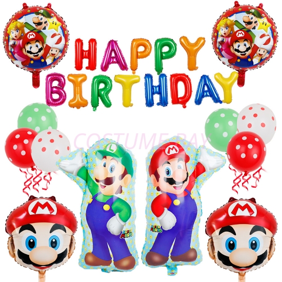 Picture of Super Mario 14pcs Happy Birthday Balloons Set