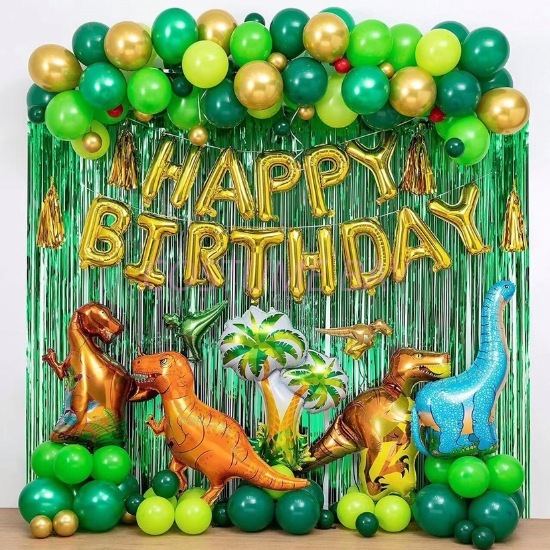 Picture of 113Pcs Happy Birthday Dinosaur Balloons Set Party Decoration