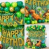 Picture of 113Pcs Happy Birthday Dinosaur Balloons Set Party Decoration