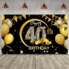 Picture of Birthday Celebration Decorative Black Gold Backdrop Banner 110*180CM