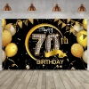 Picture of Birthday Celebration Decorative Black Gold Backdrop Banner 110*180CM