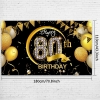 Picture of Birthday Celebration Decorative Black Gold Backdrop Banner 110*180CM