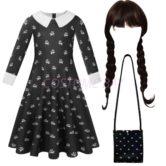 Picture of Girls Wednesday Addams Family Cosplay Dress Up Costume