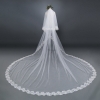 Picture of One-tier Classic Wedding Ivory Veil Cathedral Veil with Lace Solid 3m Tulle