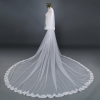 Picture of One-tier Classic Wedding Ivory Veil Cathedral Veil with Lace Solid 3m Tulle