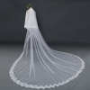 Picture of One-tier Classic Wedding Ivory Veil Cathedral Veil with Lace Solid 3m Tulle